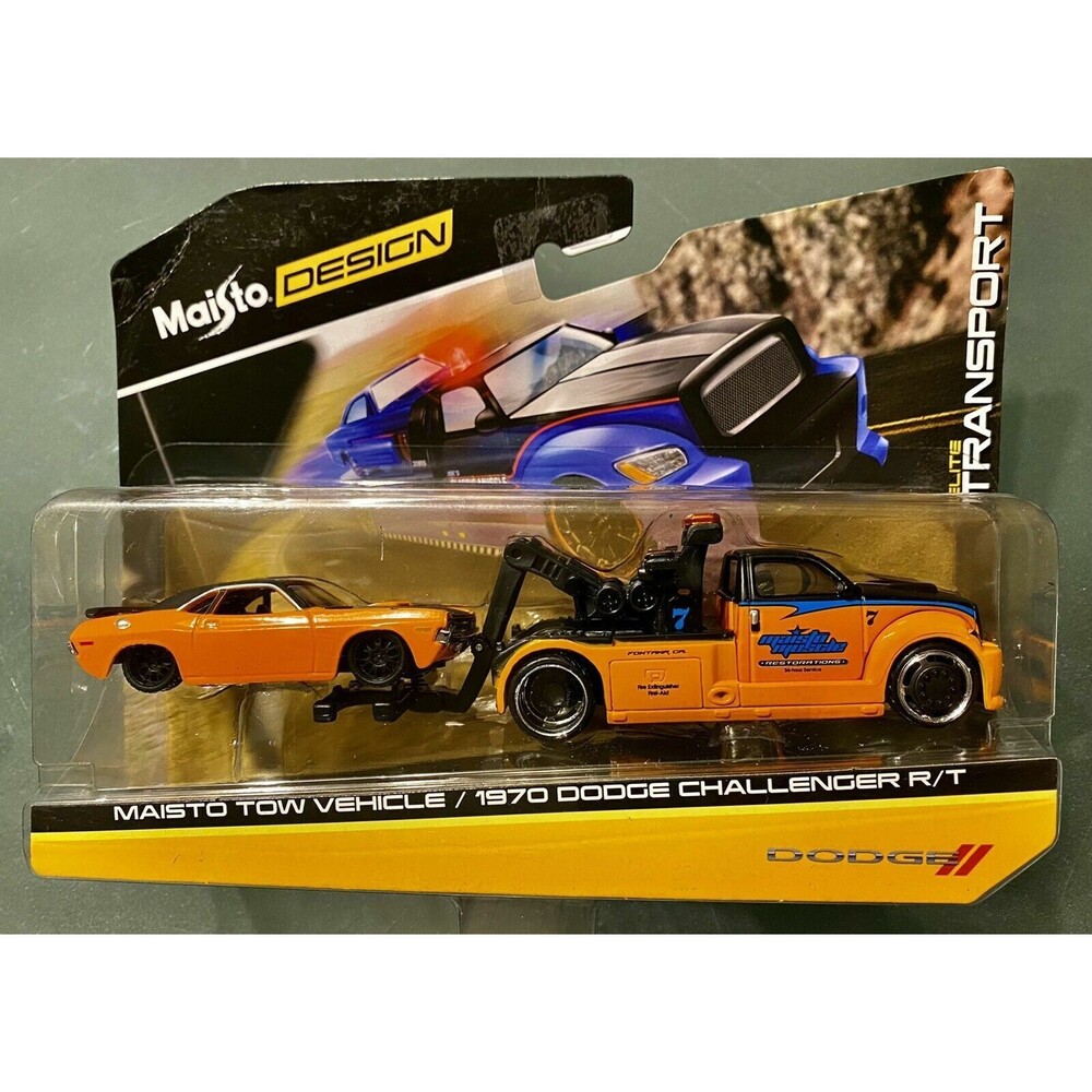 MAISTO 1:64 ELITE TRANSPORT • MAISTO TOW VEHICLE/1970 DODGE CHALLENGER R/T